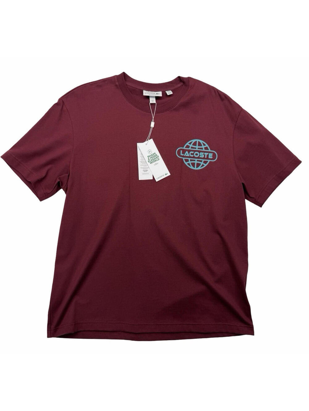Lacoste Relaxed Fit Heavy Cotton Jersey Graphic T-Shirt Burgundy Size L